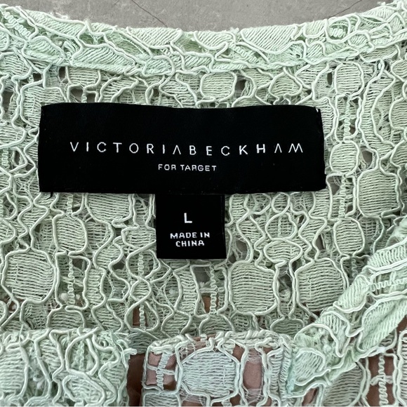 VICTORIA BECKHAM x Target Mint Green Lace Sheer Cotton Blend Dress Sz L NWT - Picture 13 of 16